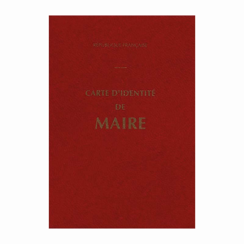 Carte d'identité de maire en contrecollée sur pellior rouge