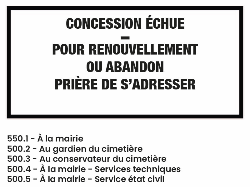 Plaque de concession en PVC standard