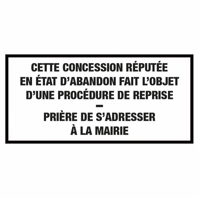 Plaque de concession en PVC standard