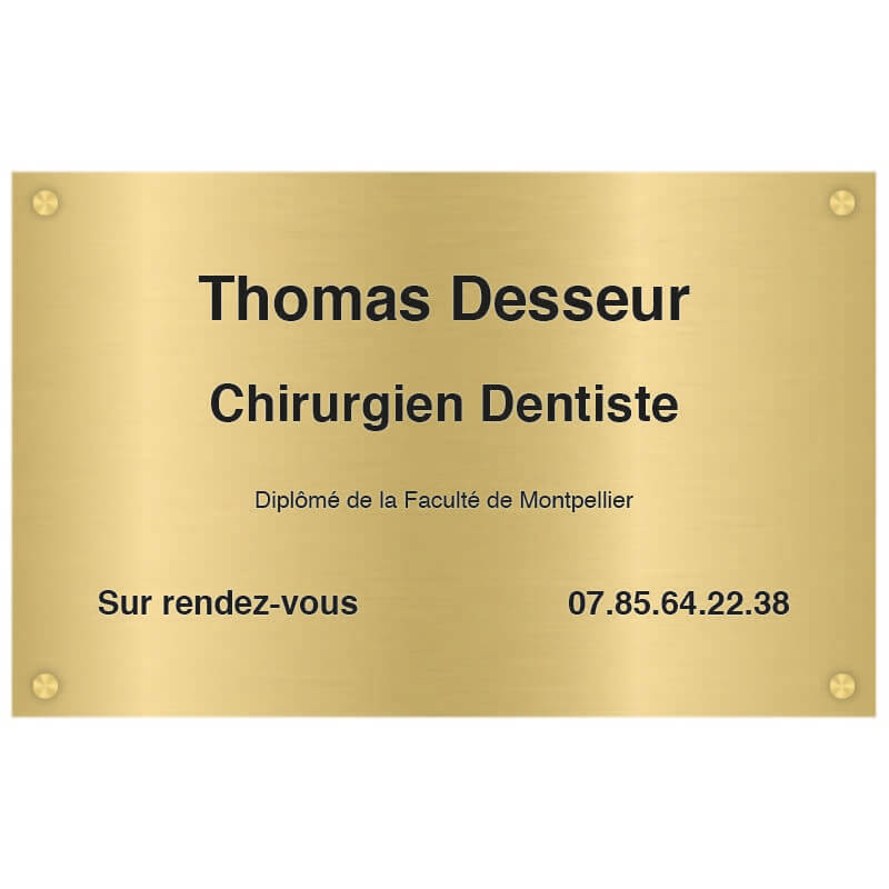 Plaque de profession dentiste aluminium