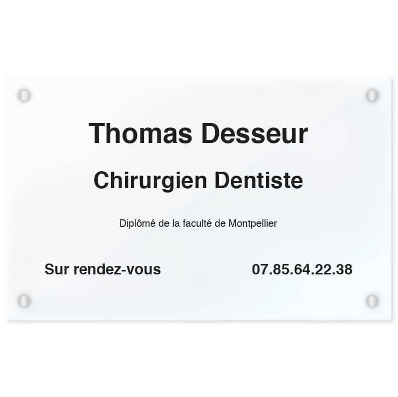 Plaque de profession dentiste plexiglass