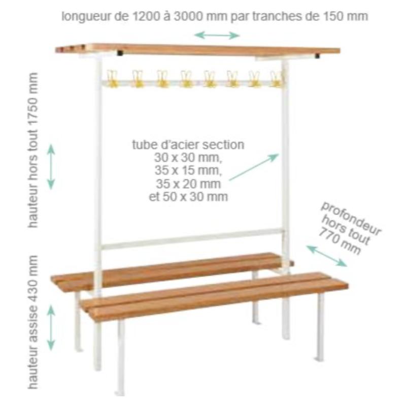 COMBINÉ BANC ET PORTE-MANTEAUX DOUBLE FACE