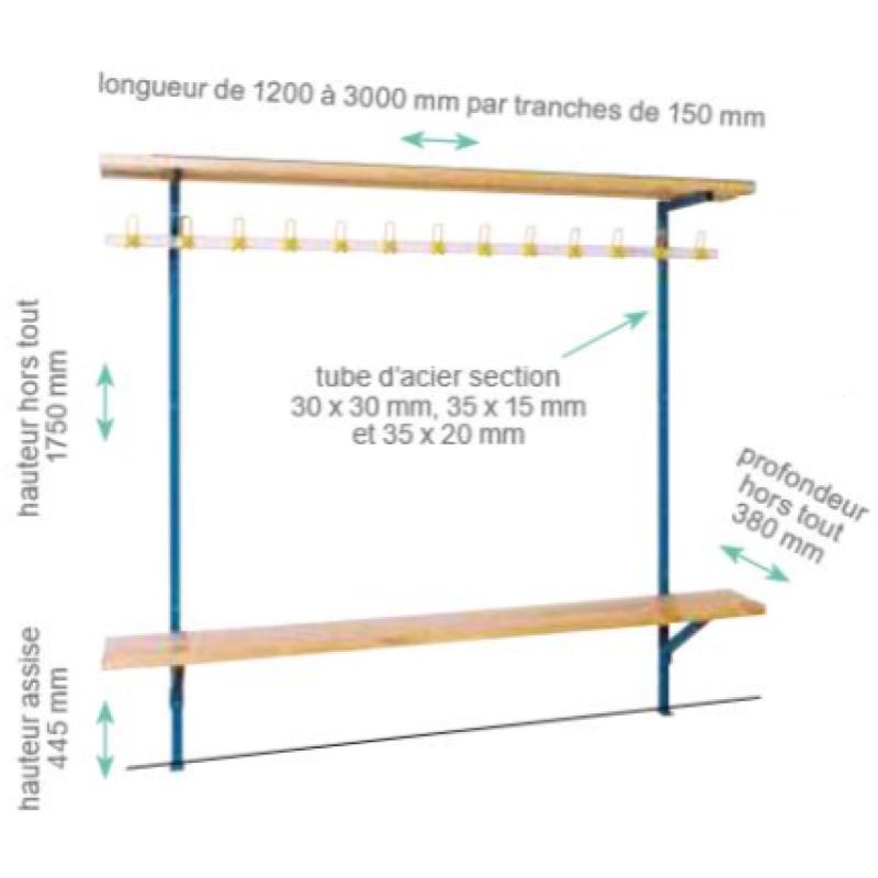 COMBINÉ BANC ET PORTE-MANTEAUX MURAL