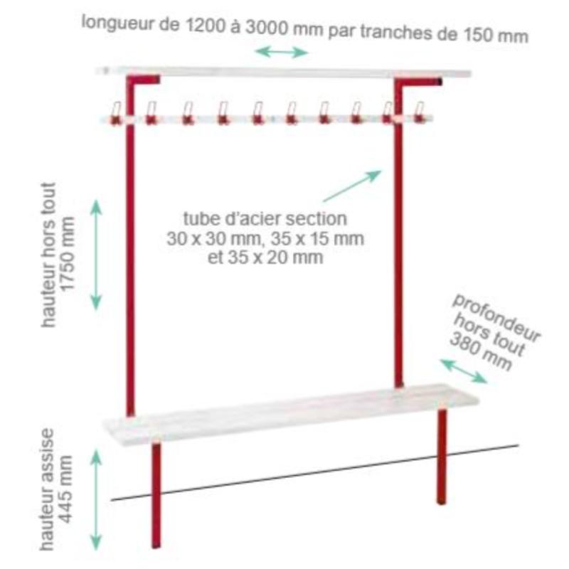 COMBINÉ BANC ET PORTE-MANTEAUX MUR/SOL