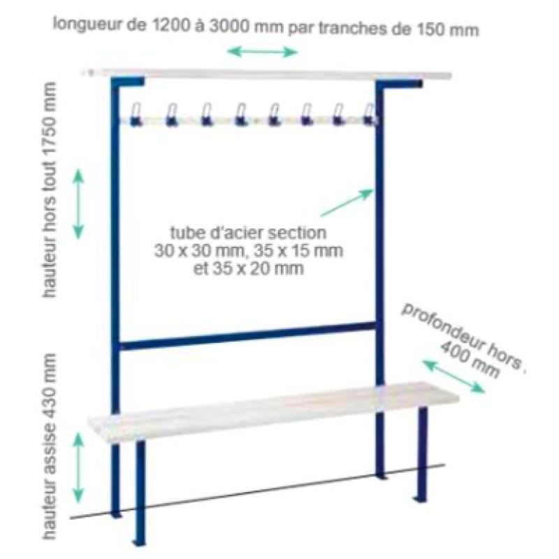 COMBINÉ BANC ET PORTE-MANTEAUX SUR PIEDS